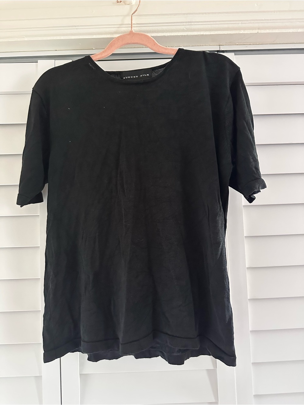 Silk Black Crew Neck T-Shirt Blouse